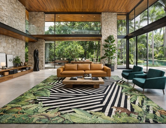 best rug sizes for tall living spaces